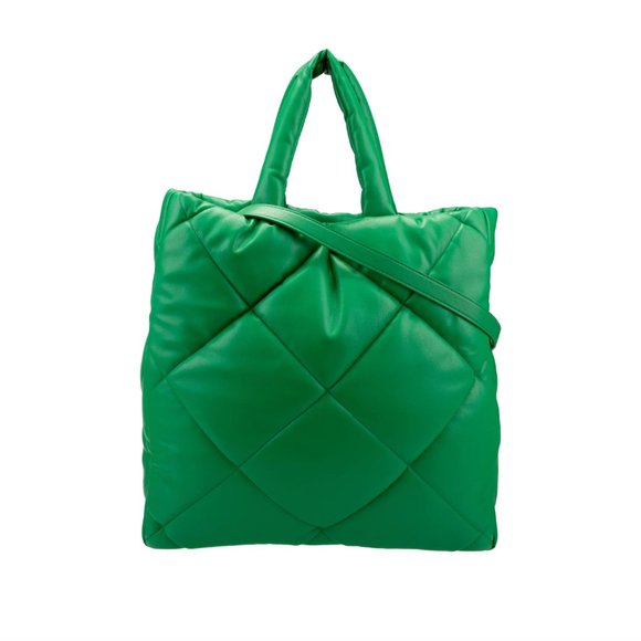 Stand Studio Quilted Tote Assante Diamond Large Bag Crossbody Tote Green - Picture 1 of 16